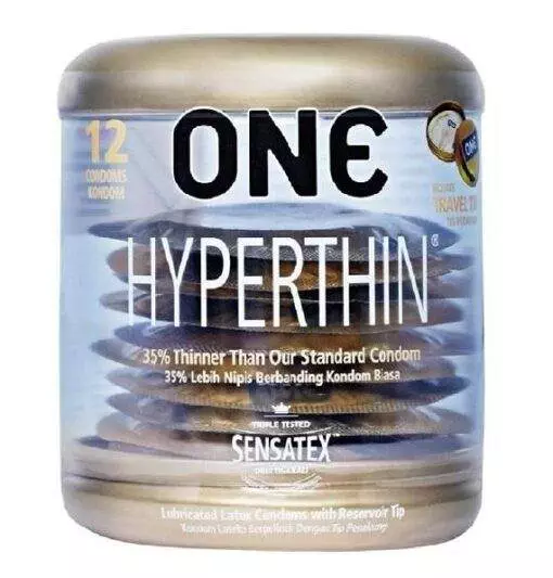 One Hyperthin Thinner Than Standard Condoms _12Pcs